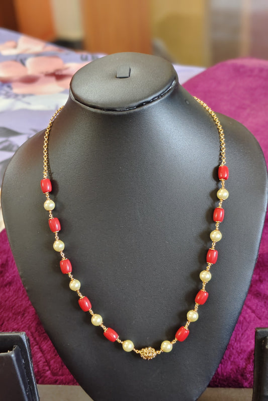 CORAL CHAIN WITH NAKSHI BALL