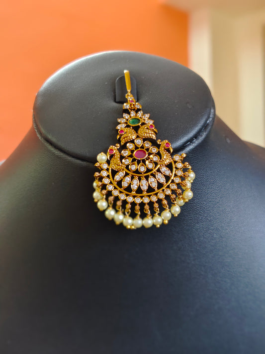 MAANG TIKKA WITH DOUBLE PEACOCKS AND HEAVY STONEWORK