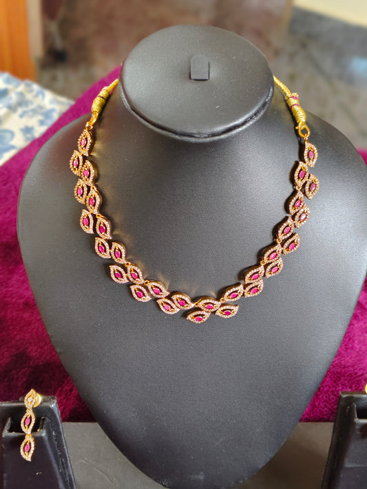 STUNNING CZ AND RUBIES NECK SET