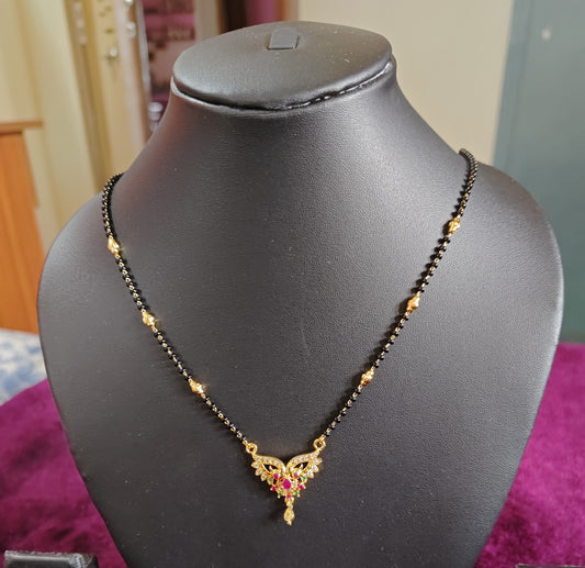 SHORT BLACK BEADS WITH CZ DOLLAR