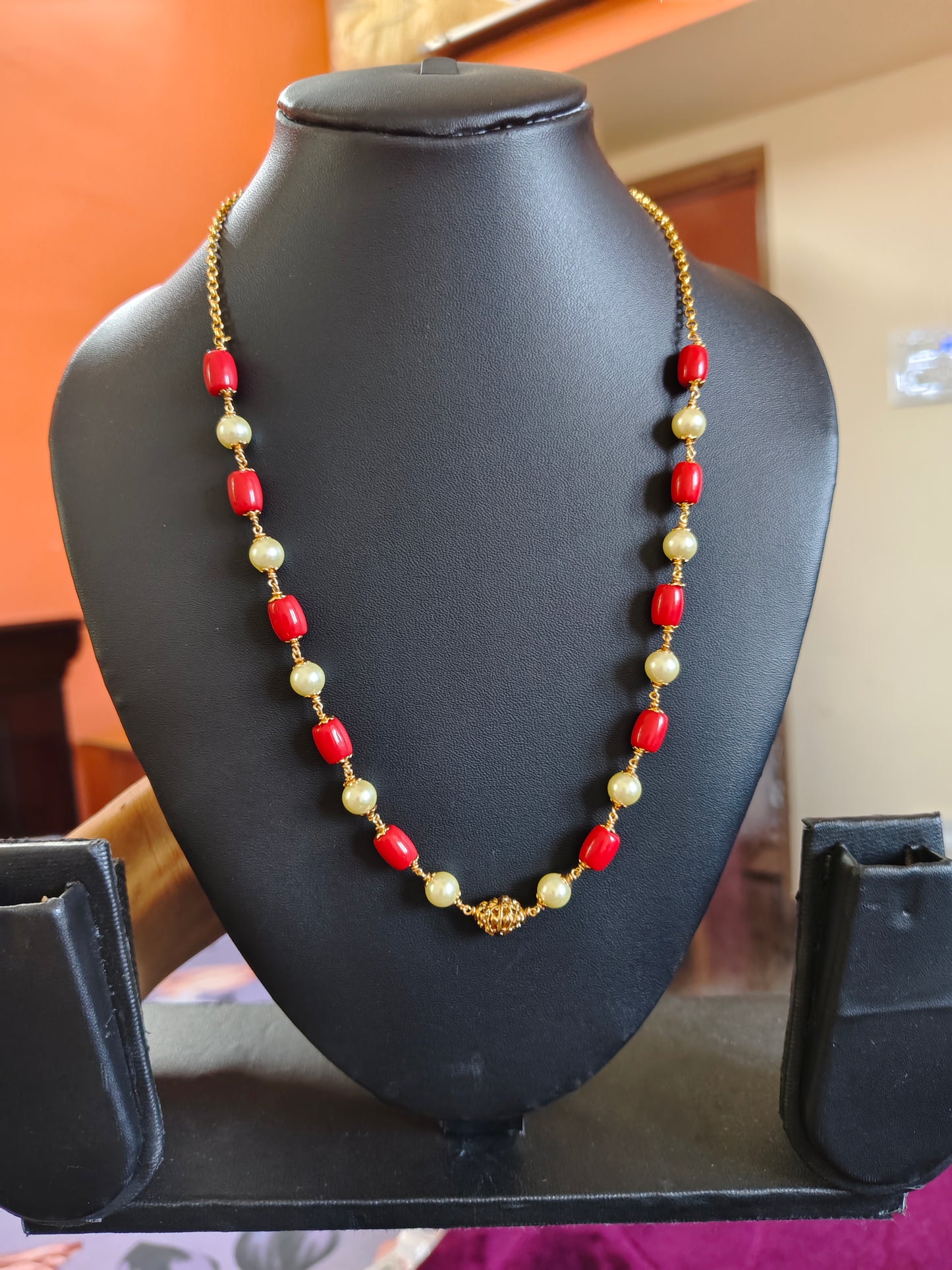 CORAL CHAIN WITH NAKSHI BALL