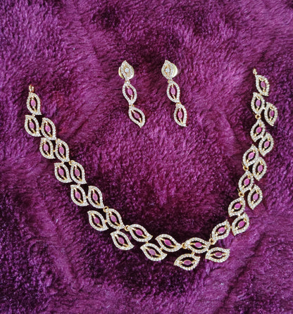 STUNNING CZ AND RUBIES NECK SET